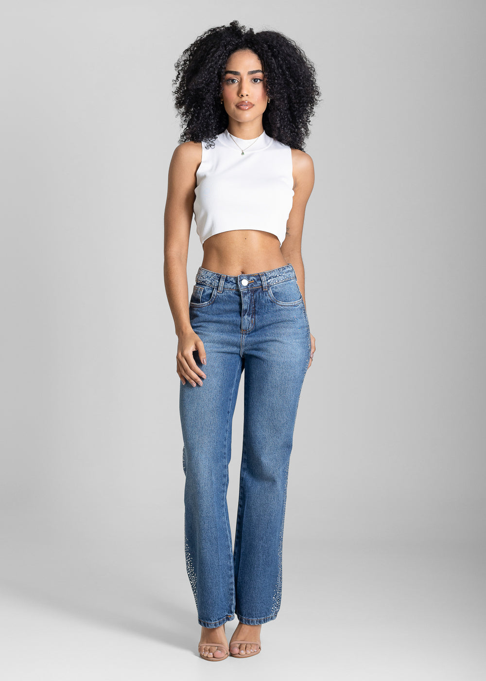 Calça Jeans Sawary Reta Brilho - 284307 AZUL