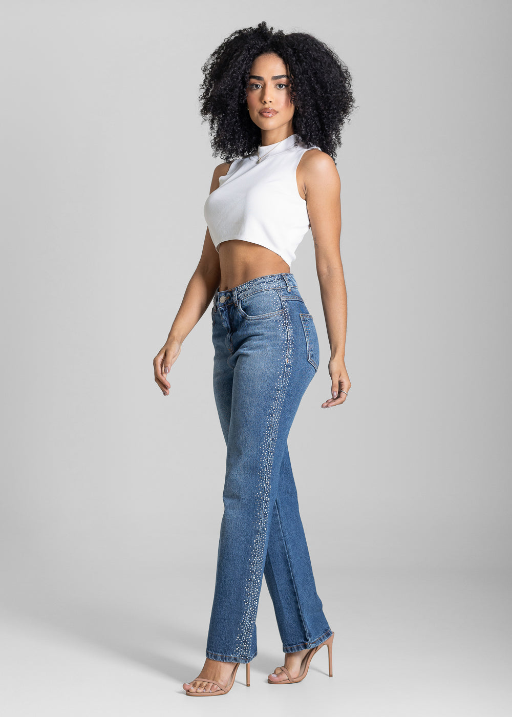 Calça Jeans Sawary Reta Brilho - 284307 AZUL