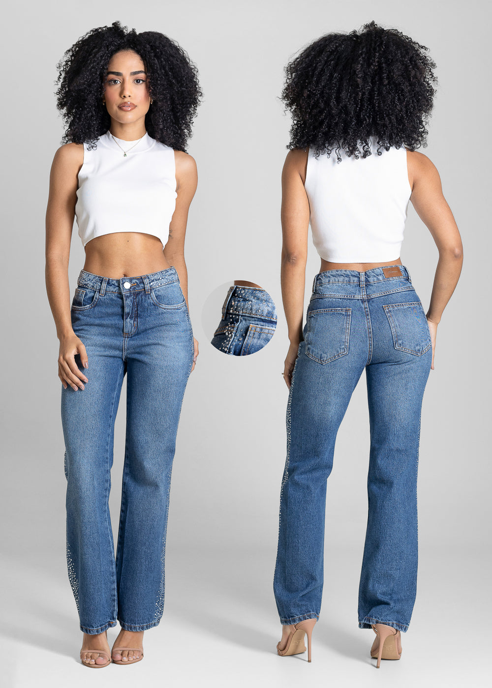 Calça Jeans Sawary Reta Brilho - 284307 AZUL