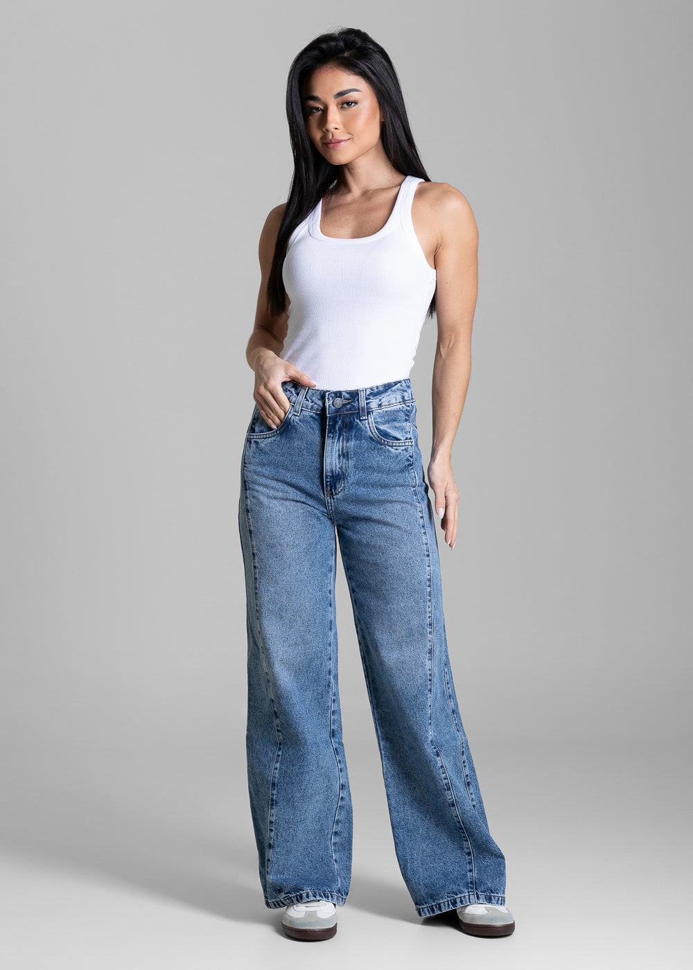 Calça Jeans Sawary Wide Leg Petit - 284308 AZUL