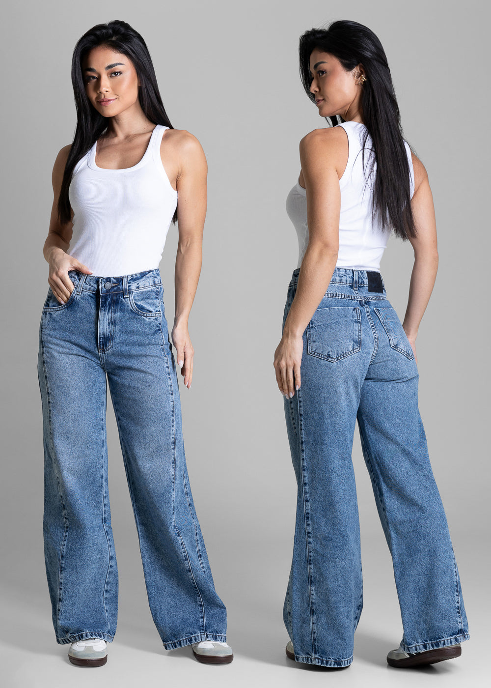 Calça Jeans Sawary Wide Leg Petit - 284308 AZUL