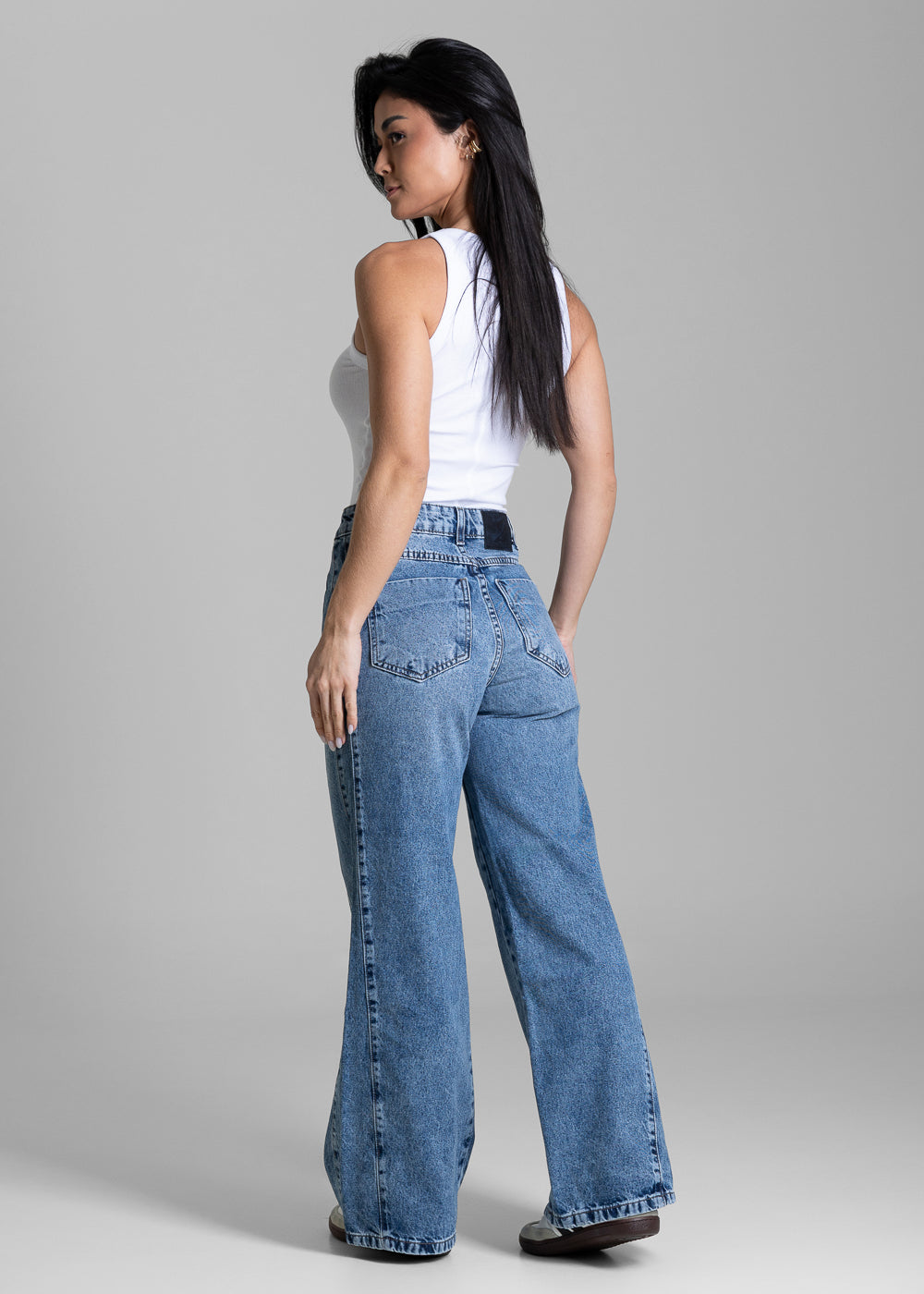 Calça Jeans Sawary Wide Leg Petit - 284308 AZUL