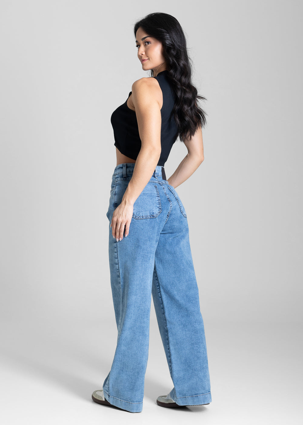 Calça Jeans Sawary Wide Leg Petit - 284339 AZUL