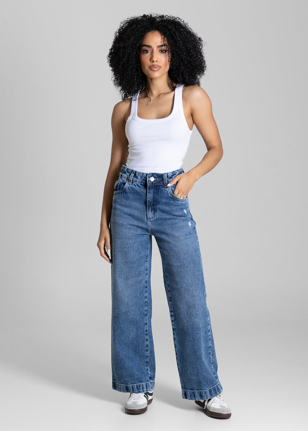 Calça Jeans Sawary Wide Leg Petit - 284341 AZUL