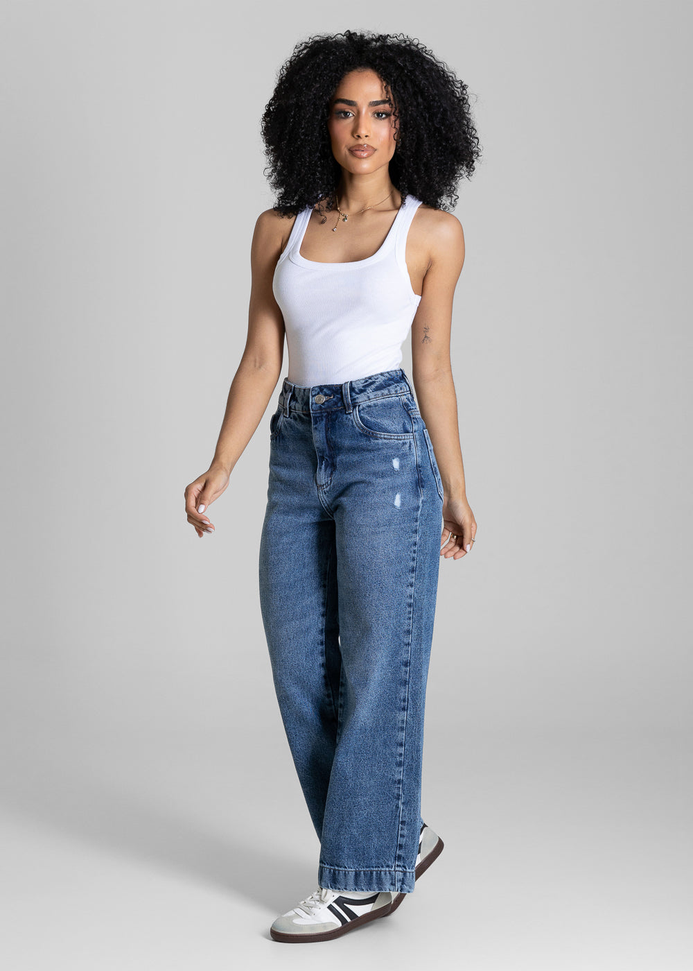 Calça Jeans Sawary Wide Leg Petit - 284341 AZUL