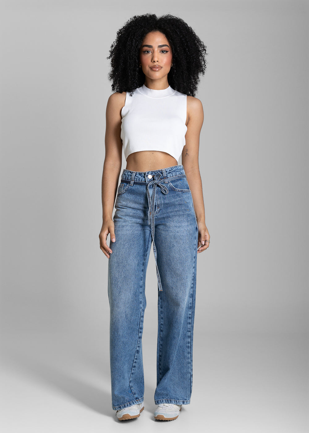Calça Jeans Sawary Wide Leg Petit Amarração - 284344 AZUL