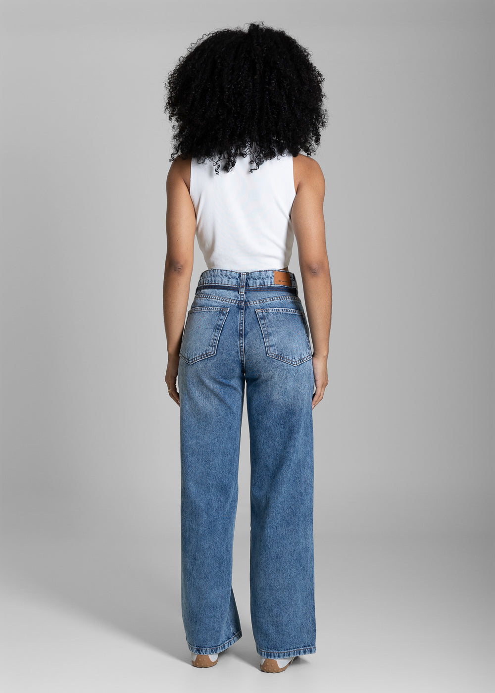 Calça Jeans Sawary Wide Leg Petit Amarração - 284344 AZUL