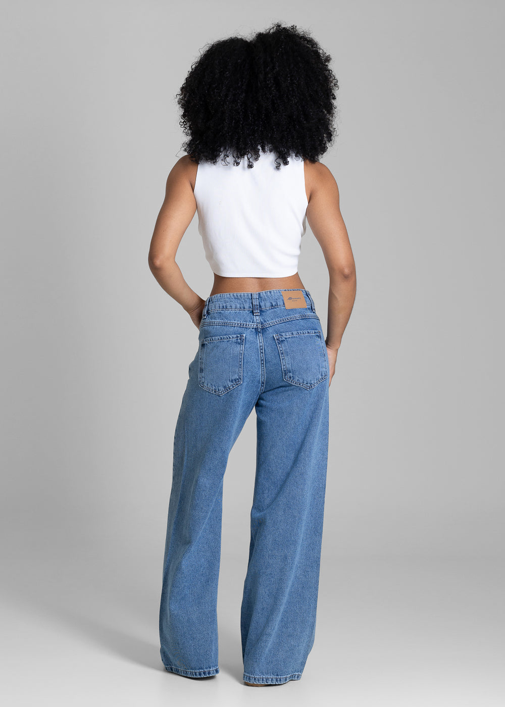 Calça Jeans Sawary Wide Leg Petit Brilho - 284363 AZUL