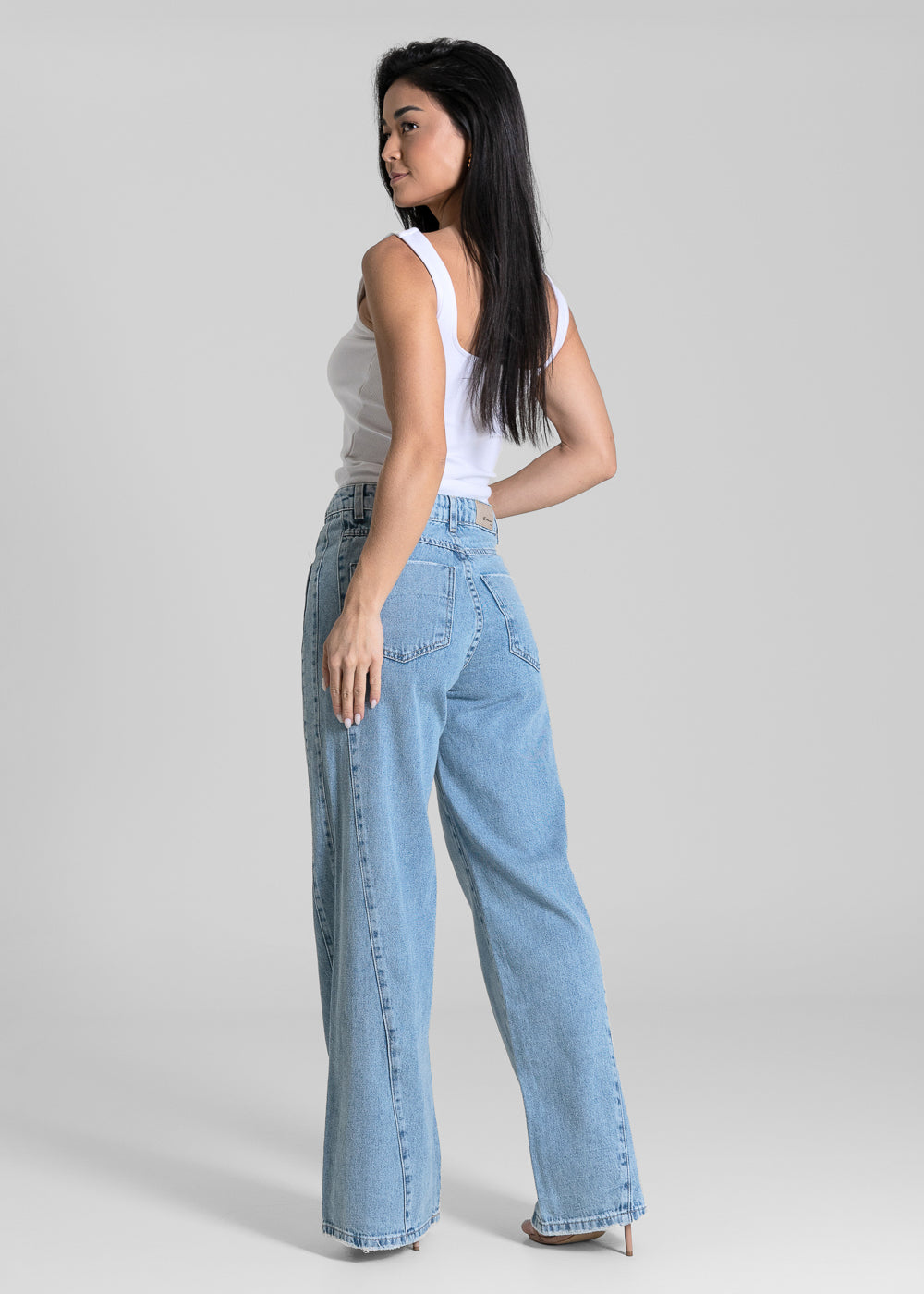 Calça Jeans Sawary Wide Leg Recortes - 284365 AZUL