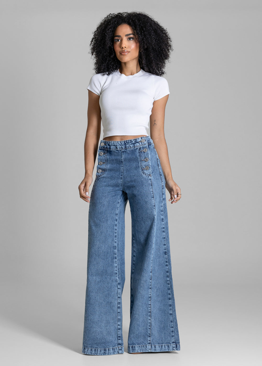 Calça Jeans Sawary Super Wide Leg - 284380 AZUL