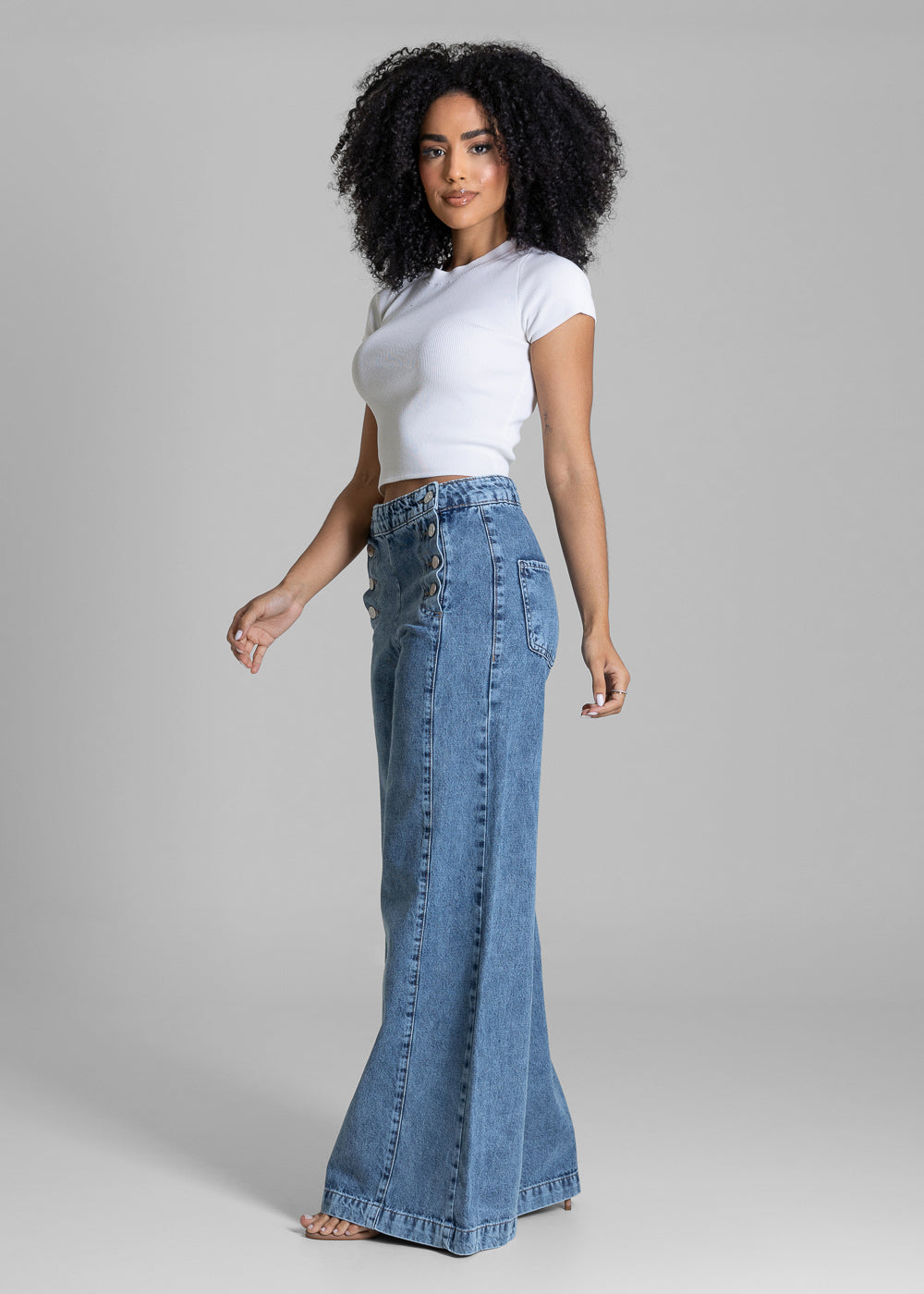 Calça Jeans Sawary Super Wide Leg - 284380 AZUL