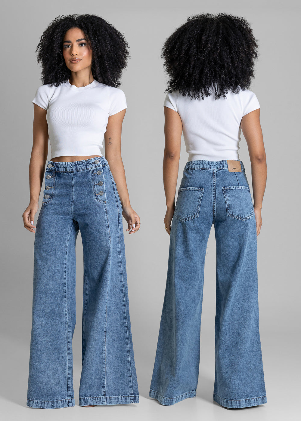 Calça Jeans Sawary Super Wide Leg - 284380 AZUL