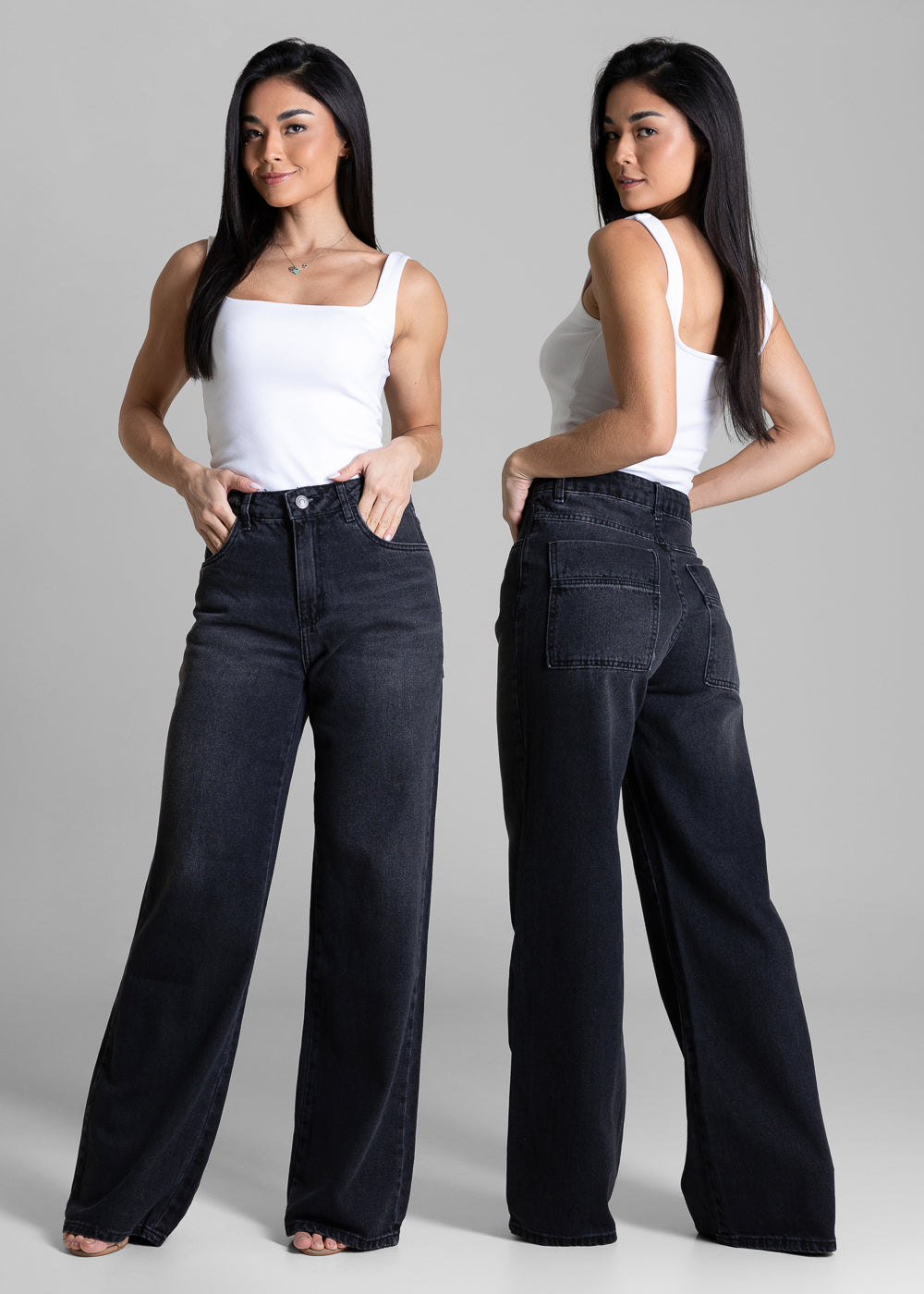 Calça Jeans Sawary Wide Leg - 284393 PRETO