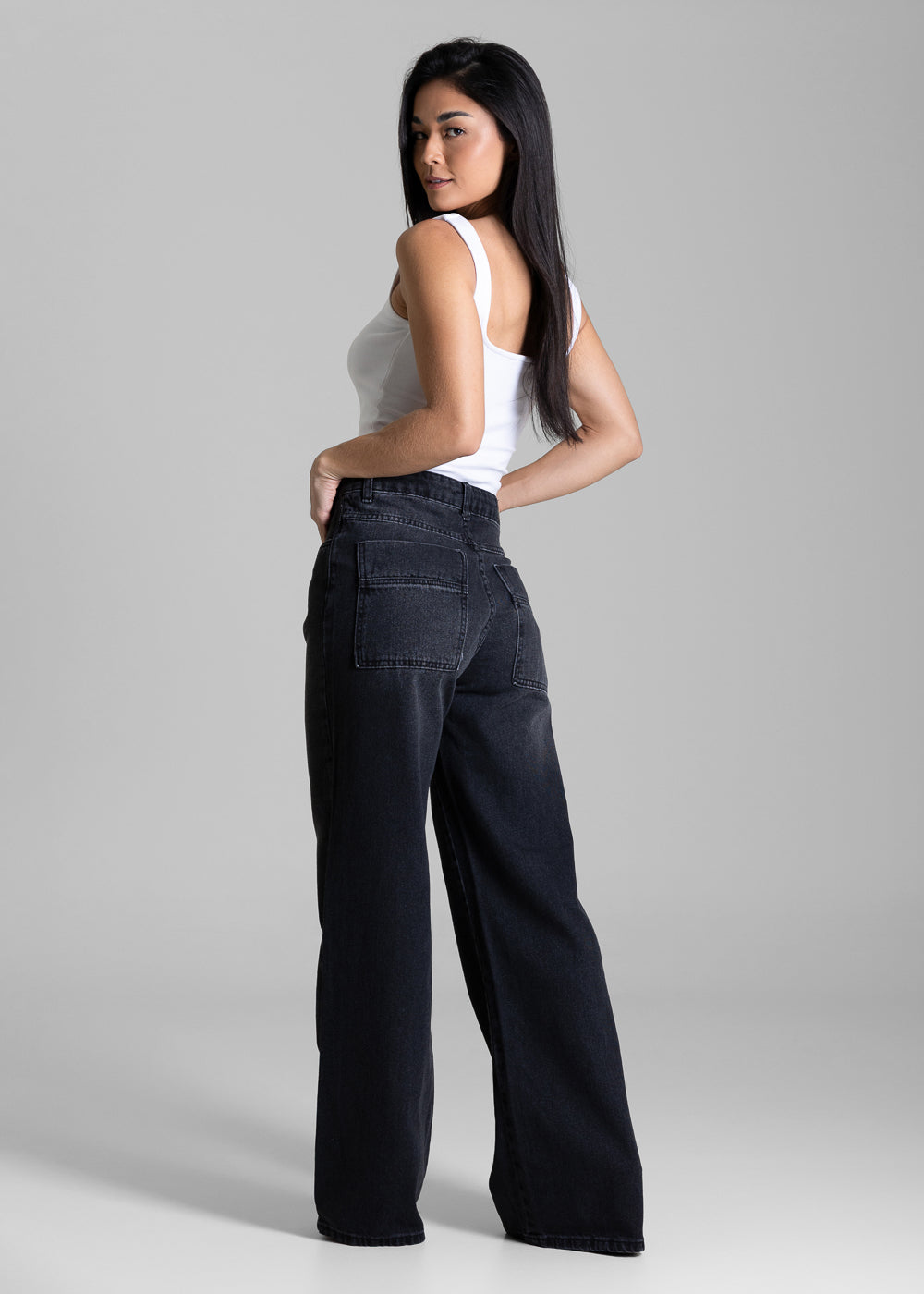 Calça Jeans Sawary Wide Leg - 284393 PRETO