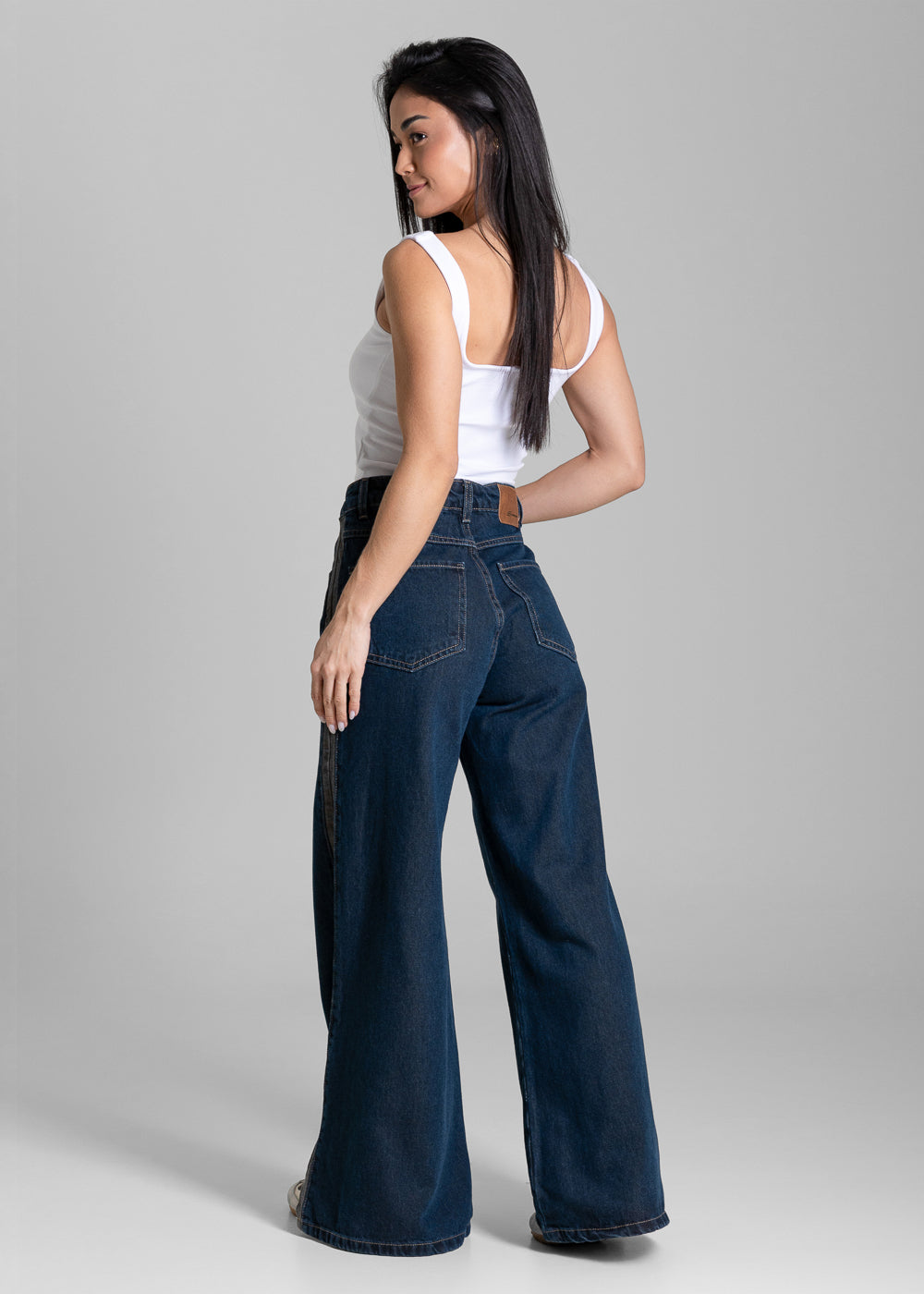 Calça Jeans Sawary Wide Leg Petit Fenda - 284399 AZUL