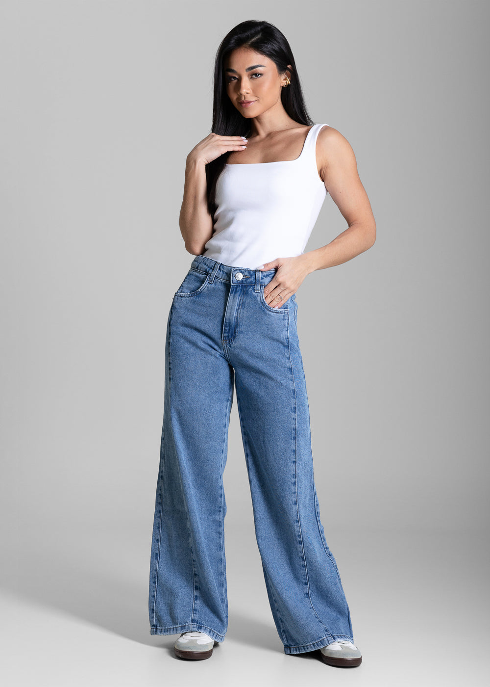 Calça Jeans Sawary Wide Leg Petit - 284412 AZUL
