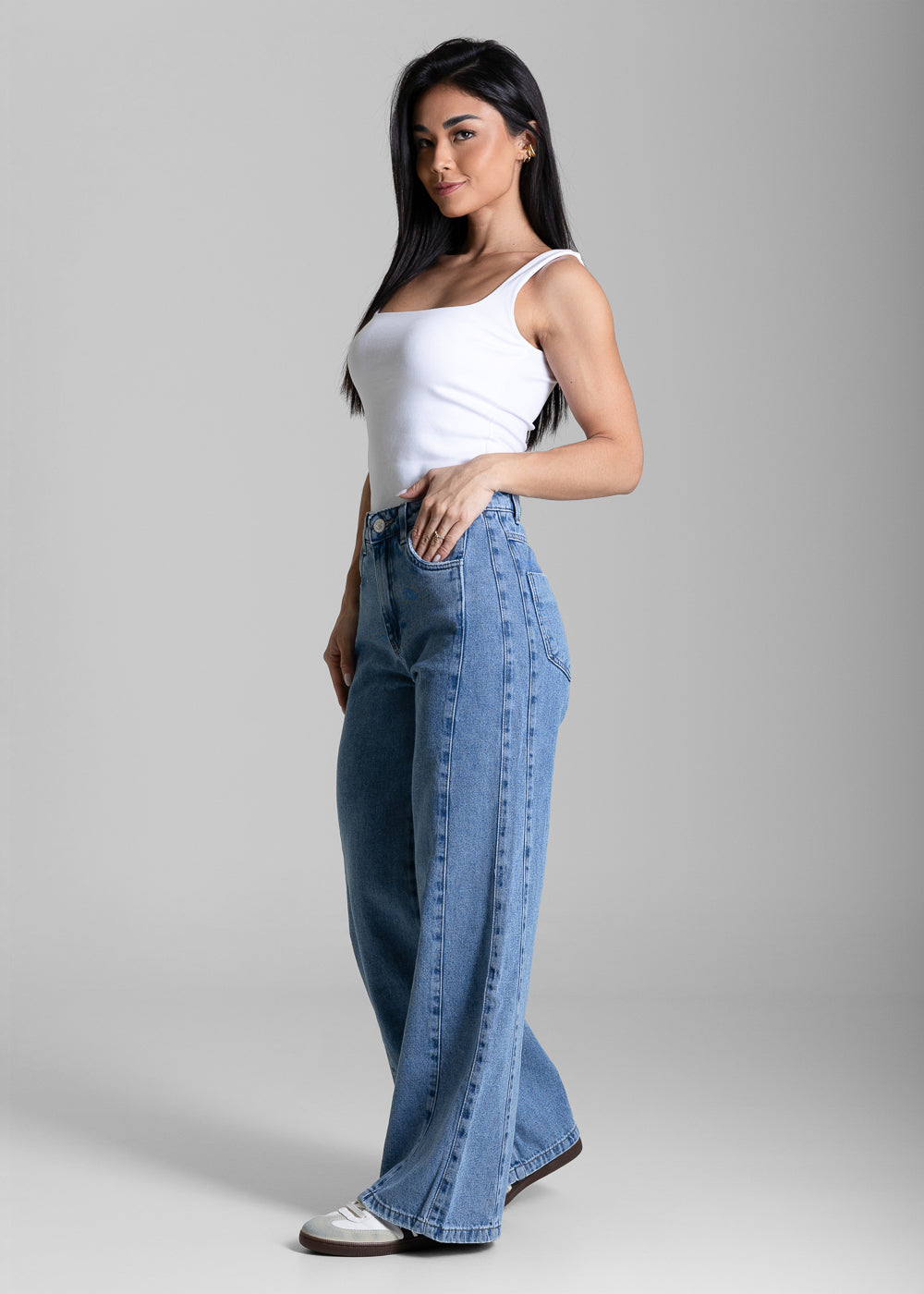 Calça Jeans Sawary Wide Leg Petit - 284412 AZUL
