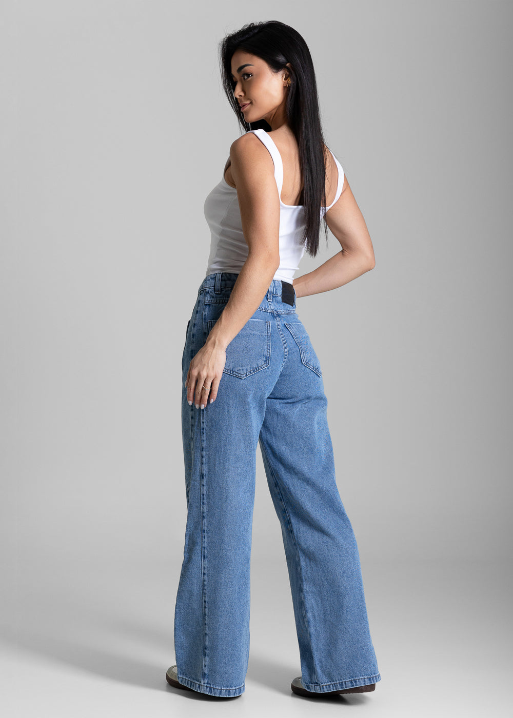 Calça Jeans Sawary Wide Leg Petit - 284412 AZUL
