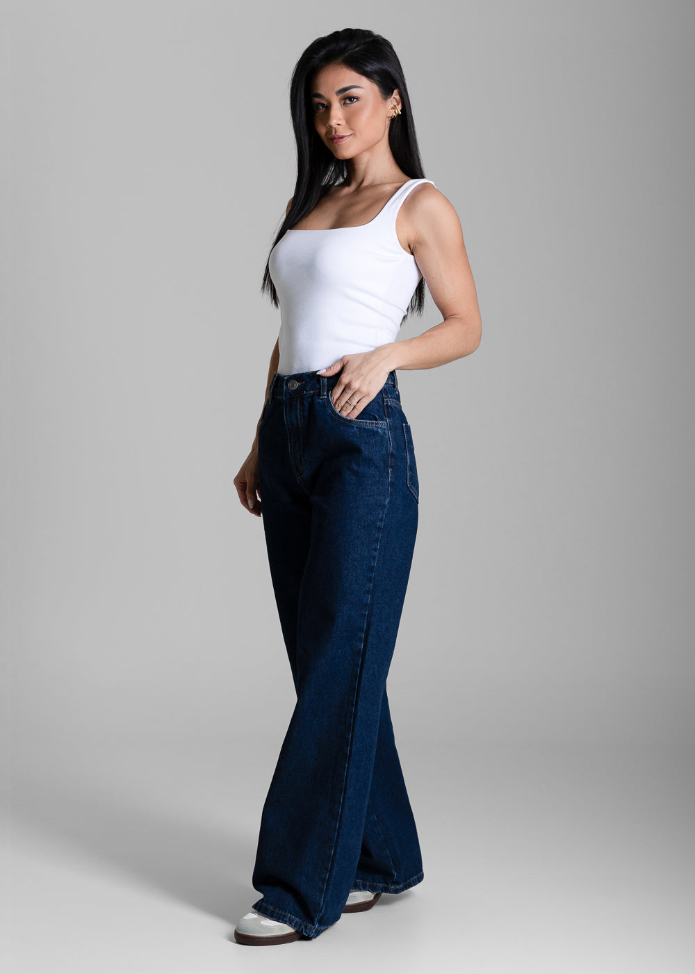 Calça Jeans Sawary Wide Leg Petit - 284417 AZUL