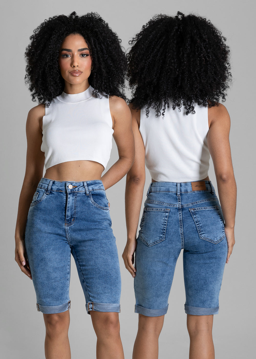 Bermuda Jeans Barra Dobrada Sawary - 284425 AZUL