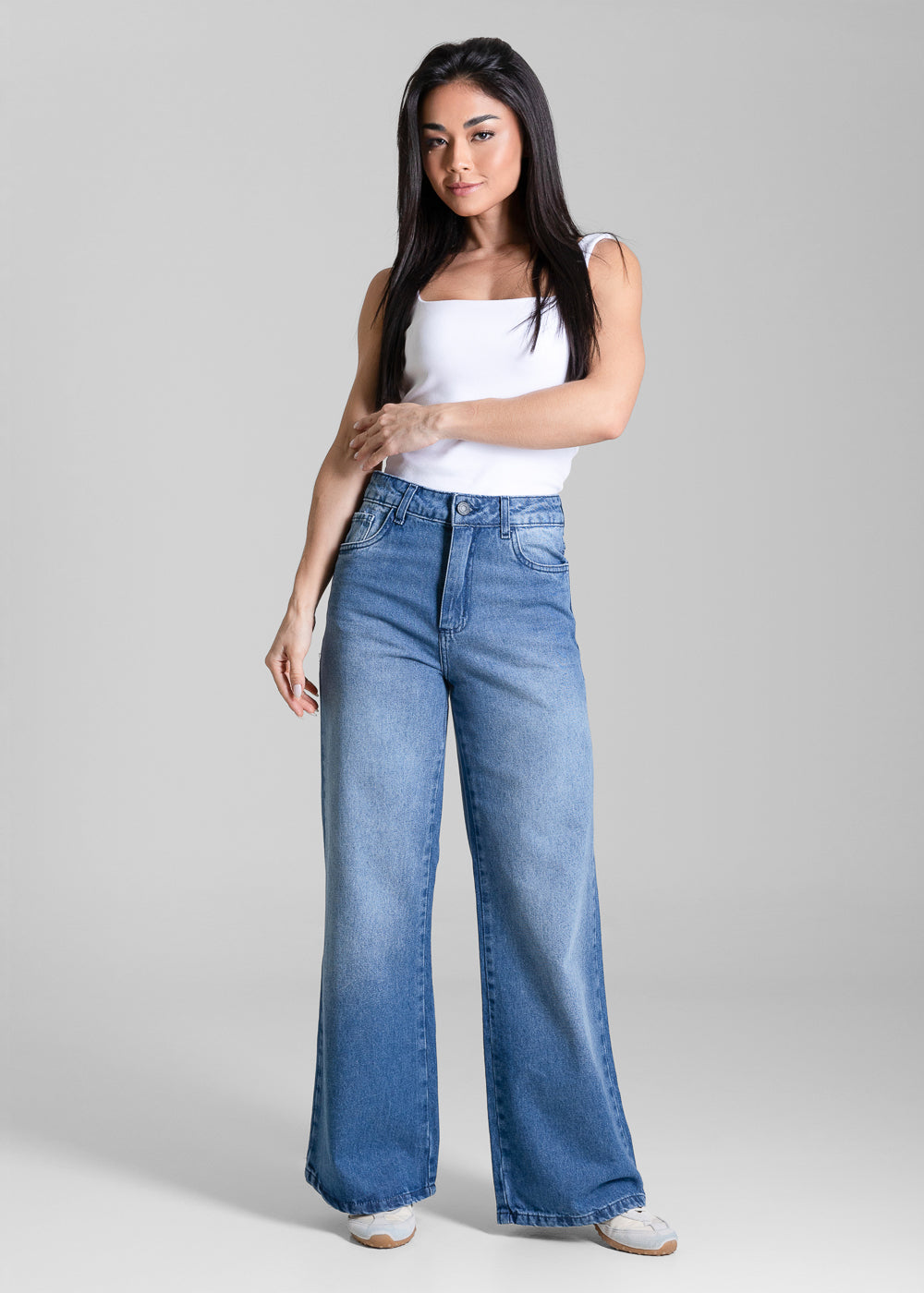 Calça Jeans Sawary Wide Leg Petit - 284456 AZUL