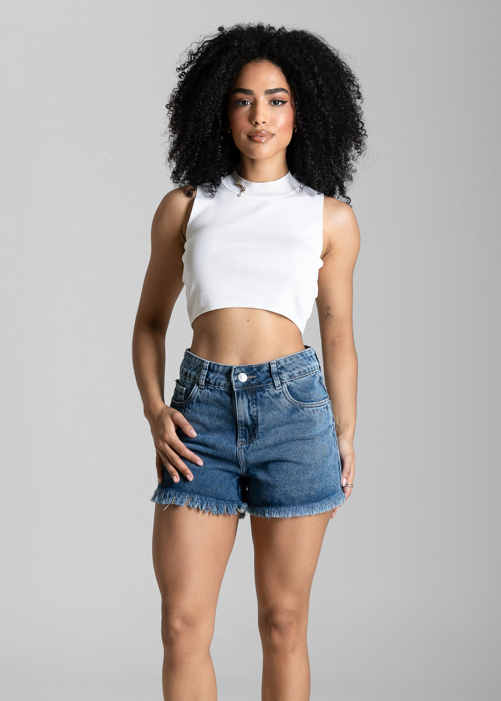 Shorts Jeans Barra Desfiada Sawary - 284601 AZUL