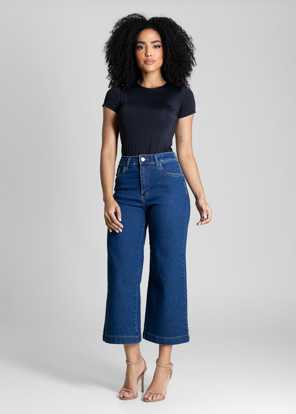 Calça Jeans Sawary Wide Leg Cropped - 284654 AZUL
