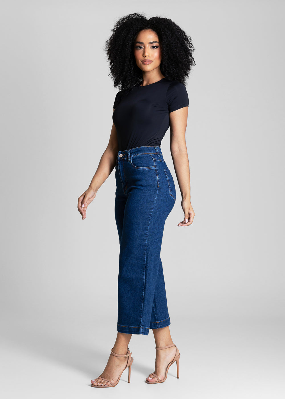 Calça Jeans Sawary Wide Leg Cropped - 284654 AZUL