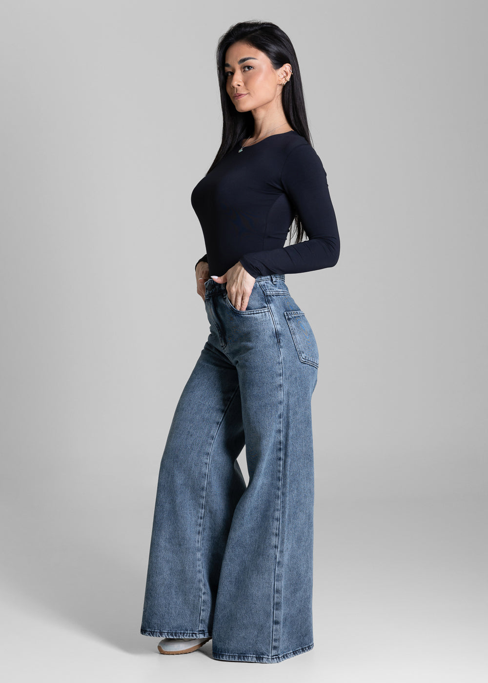 Calça Jeans Sawary Wide Leg Petit - 284748 AZUL