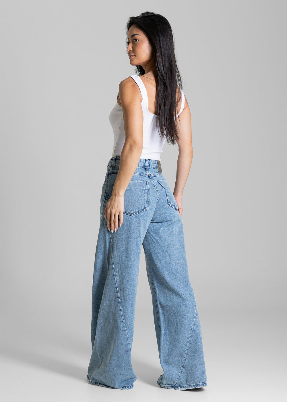 Calça Jeans Sawary Wide Leg Petit Tachas - 284854 AZUL