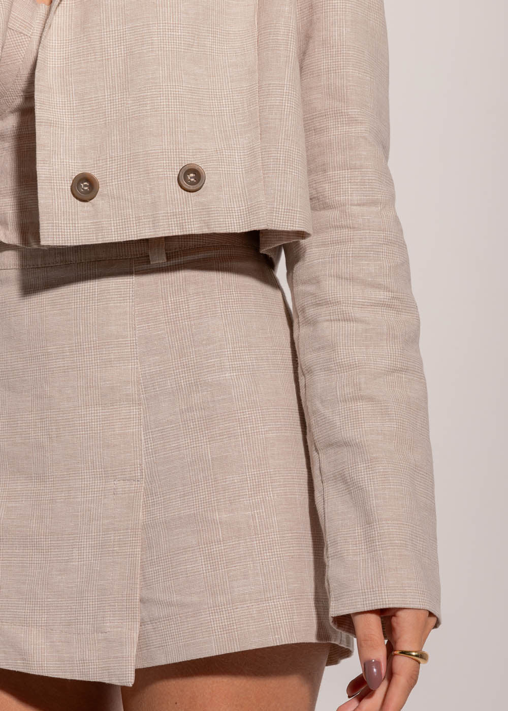 Shorts Saia Sawary Linho Xadrez - 277225 MARROM