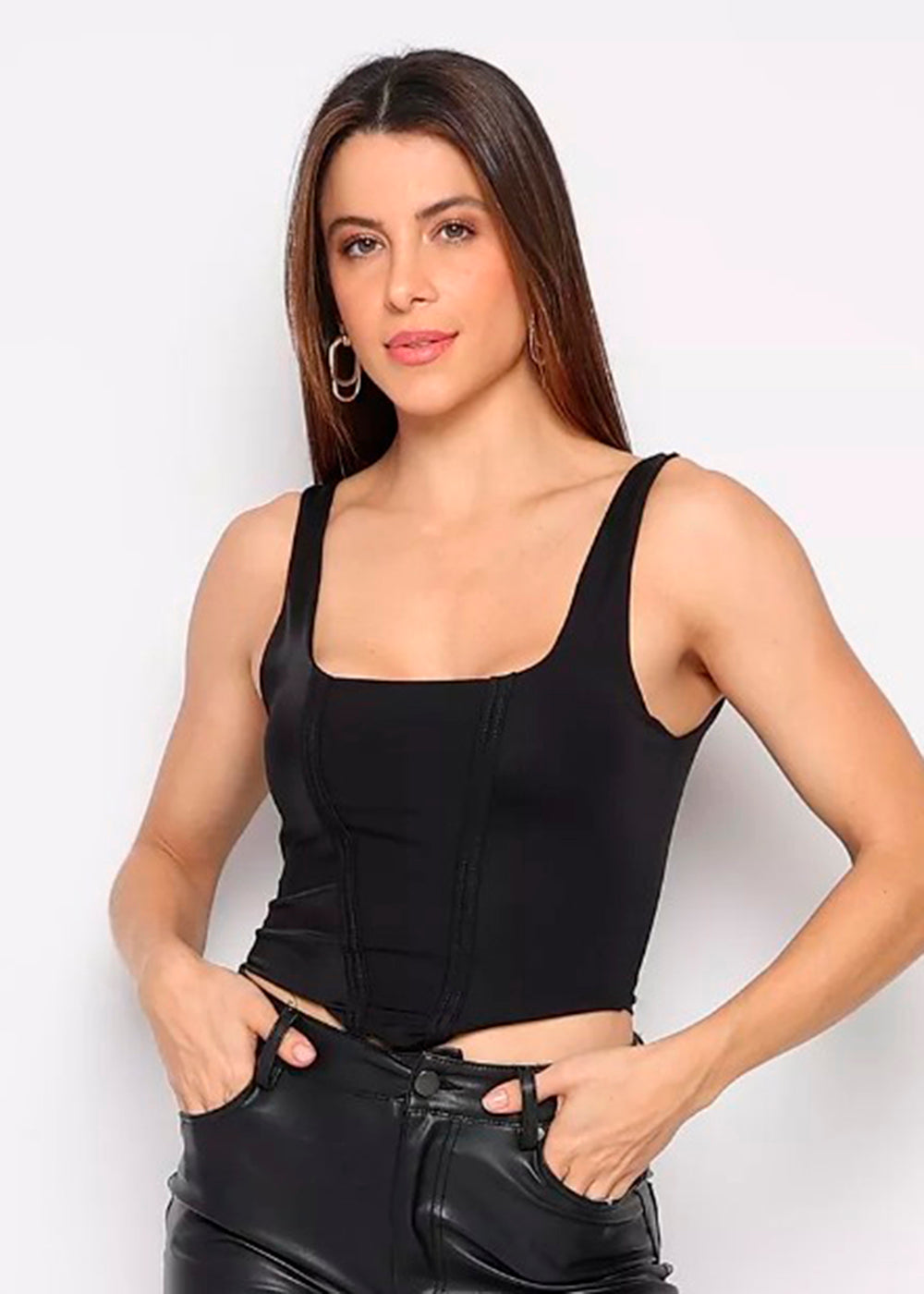 Cropped Sawary Barbatana - 278303 PRETO