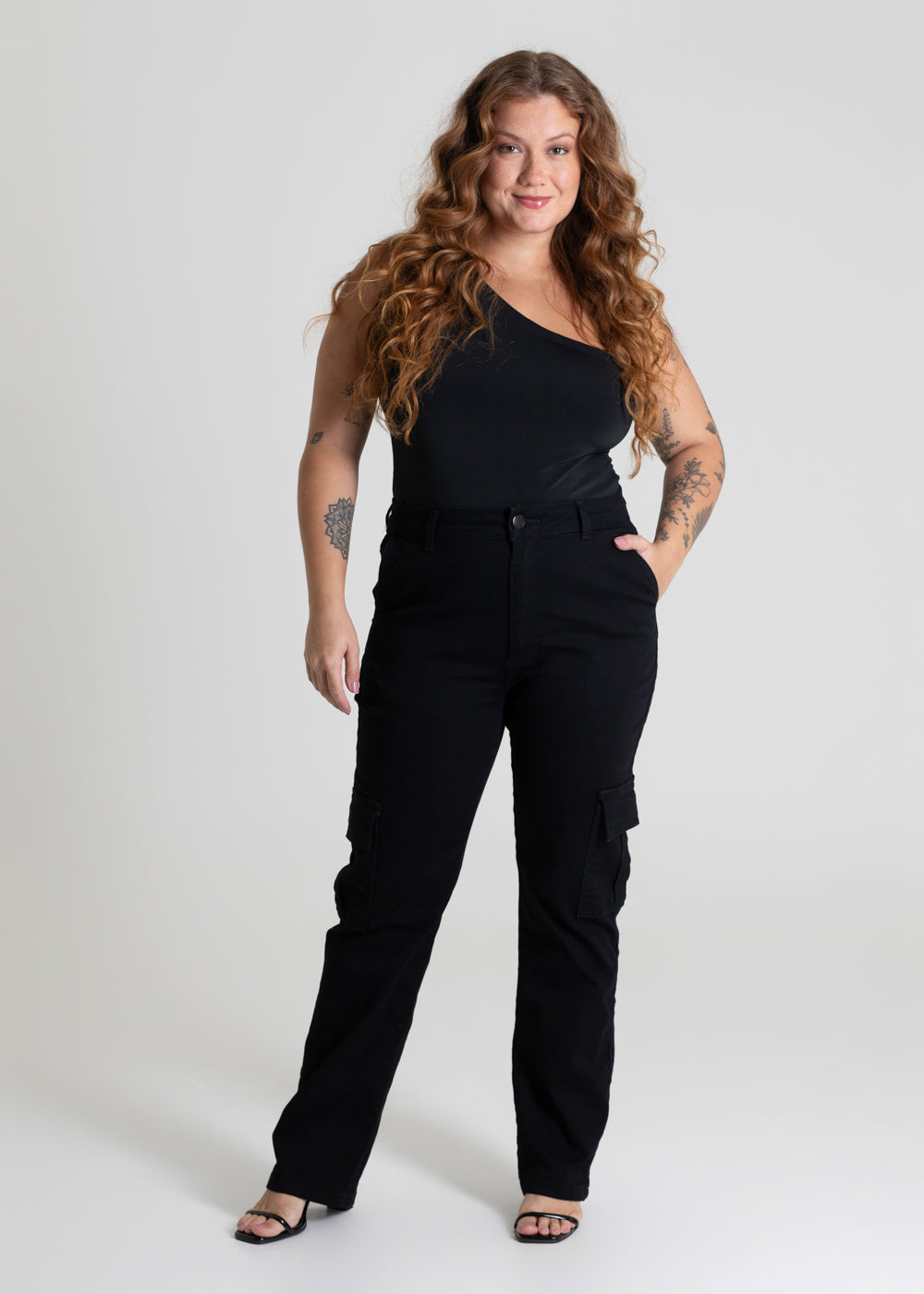 Calça Sarja Sawary Plus Size Cargo - 280091 PRETO