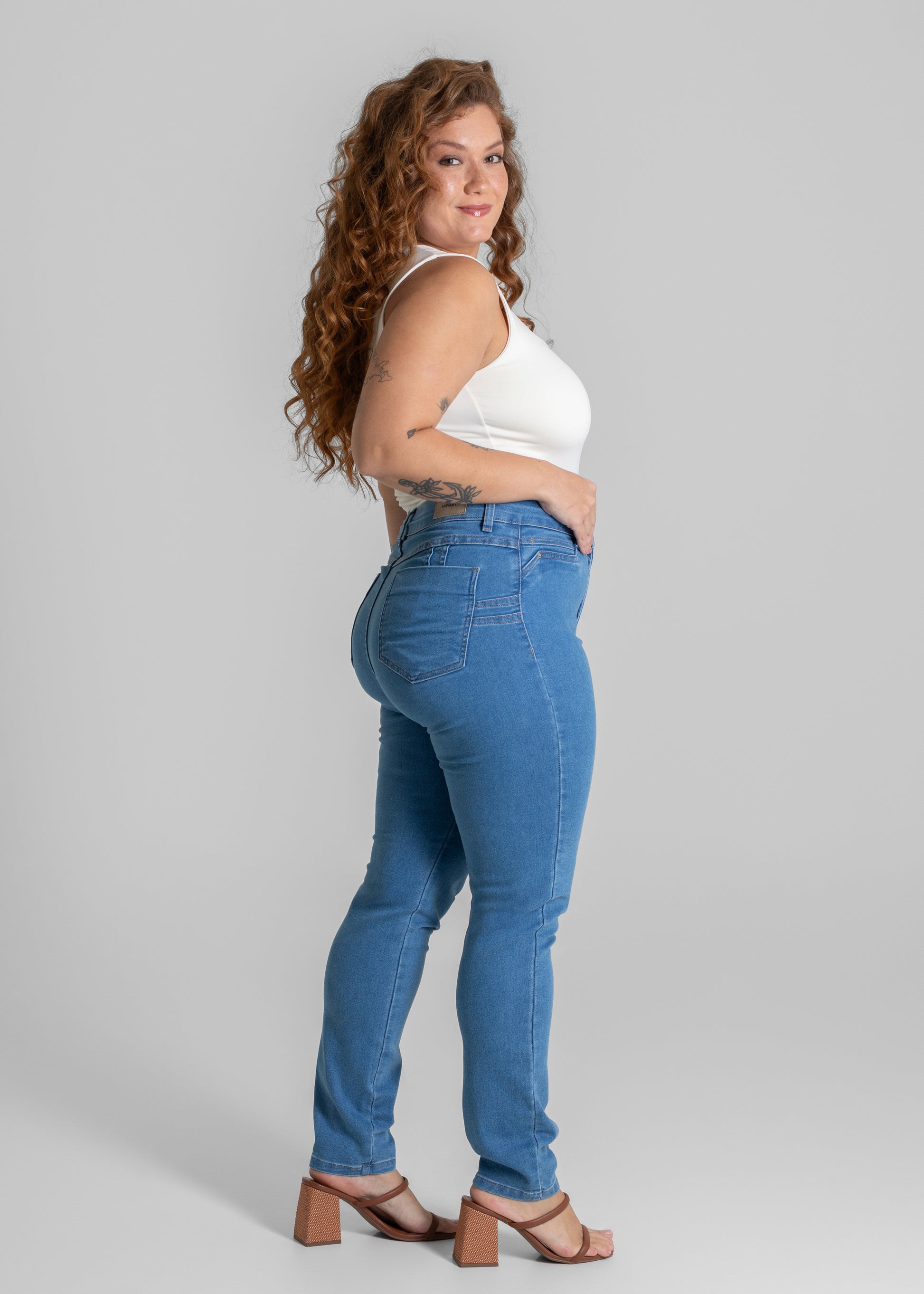 Calça Jeans Sawary Plus Size Levanta Bumbum - 280607 AZUL