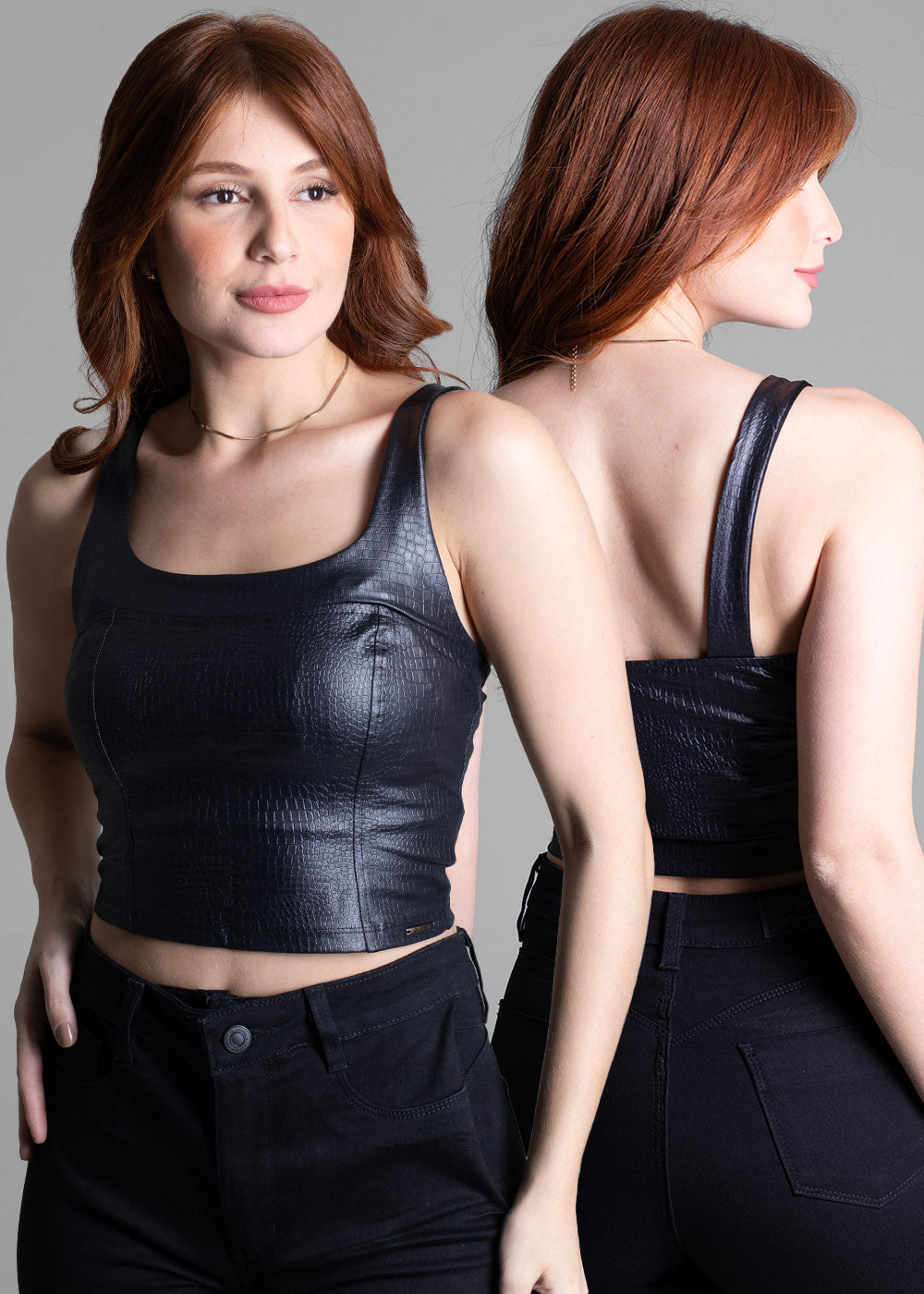 Blusa Sawary Croco - 274830 PRETO