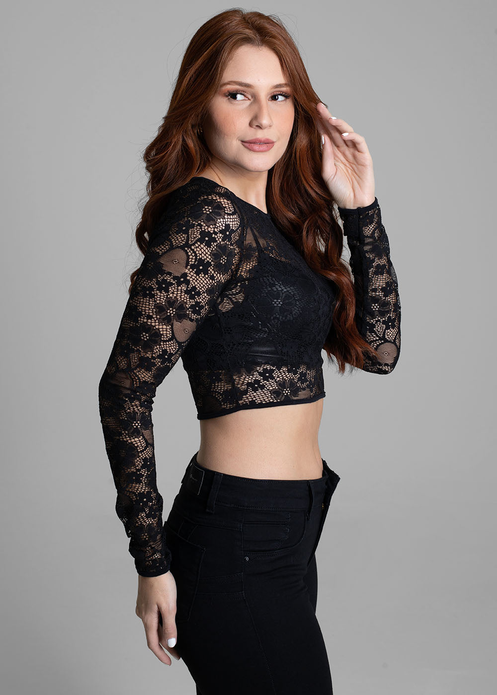 Cropped Sawary Renda - 274816 PRETO