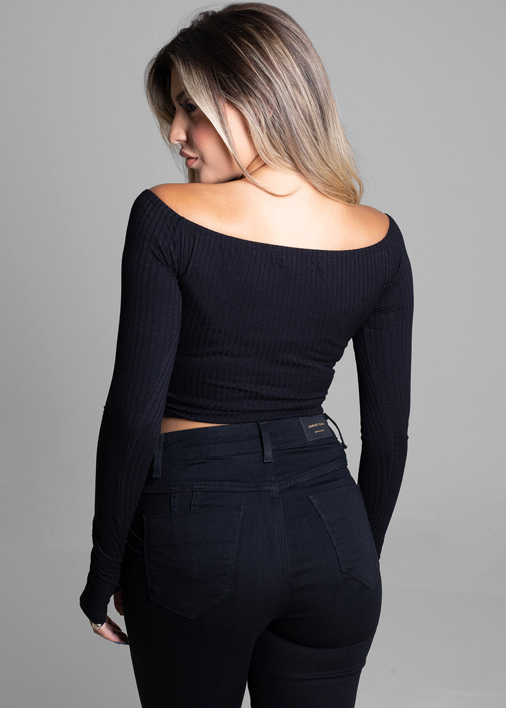 Blusa Sawary Manga Longa - 274835 PRETO