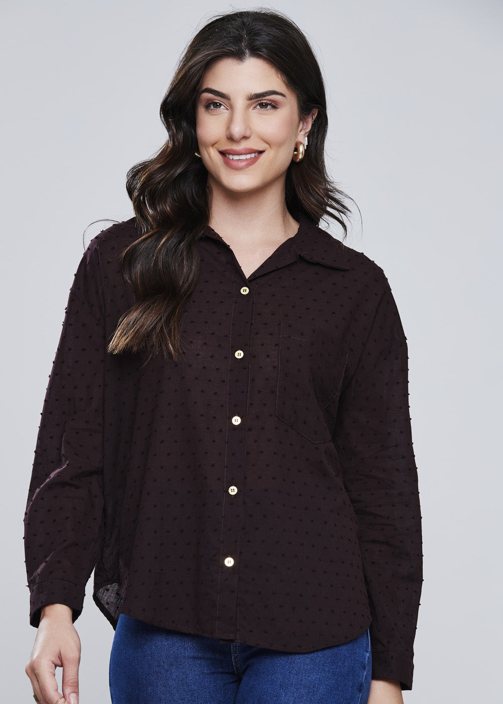 Camisa Sawary Manga Longa - 277339 MARROM