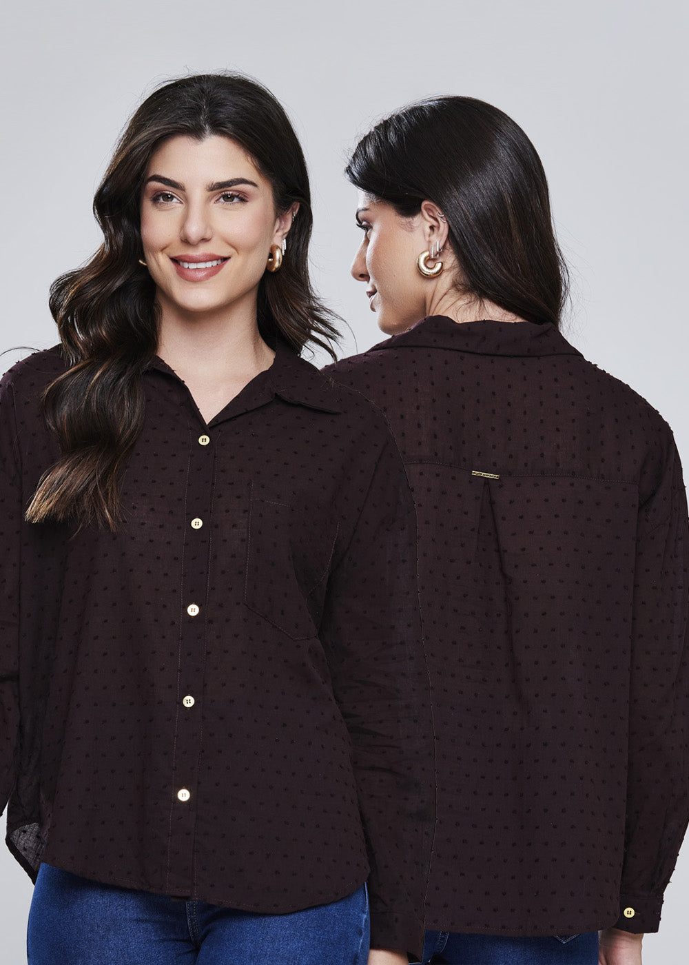 Camisa Sawary Manga Longa - 277339 MARROM