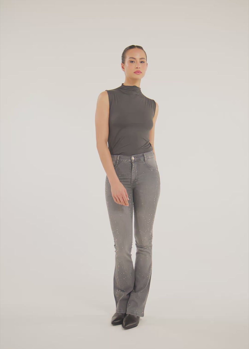 Calça jeans Sawary Boot Cut Brilho - 284001 CINZA